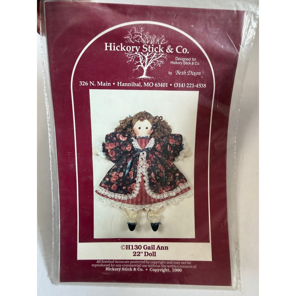 VTG Hickory Stick & Co Gail Ann Doll Sewing Pattern 22 Inch Folk Art Countryl